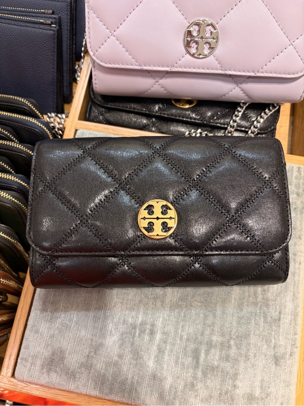 Tory Burch Leather Crossbody Wallet - black  new